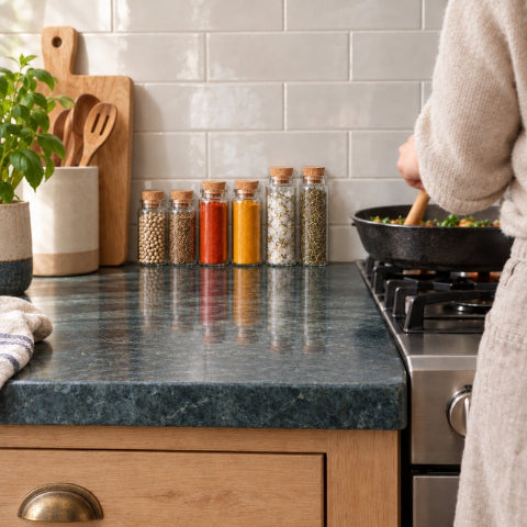 6 bocal à épices de 3 formats près cuisinière