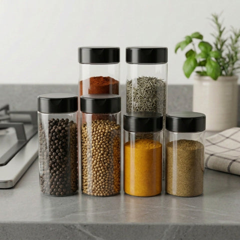 6 pot a epice près de la plaque de cuisson