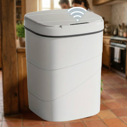 Cuisine poubelles blanche gros plan devant cuisine rustique