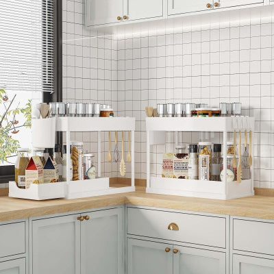 Deux etagere a epice sur comptoir en coin