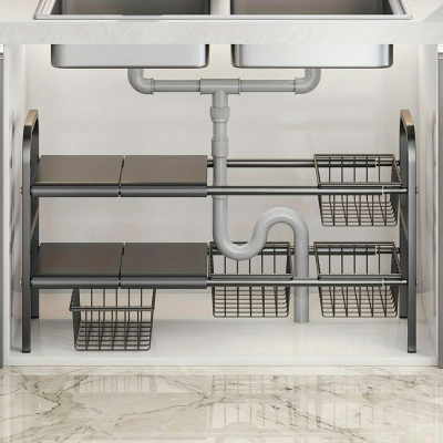 Étagère cuisine rangement deux tablettes vides sous évier