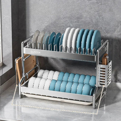 Égouttoir vaisselle inox avec supports planche et couverts