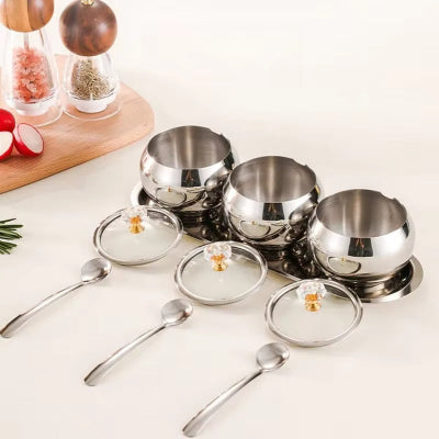 Ensemble de pot a epice avec couvercles et cuillères