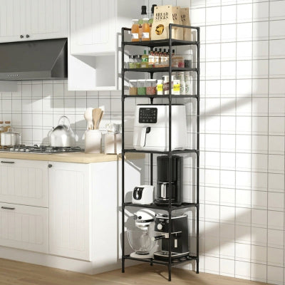 Petits appareils électriques dans etagere pour micro onde près plaque cuisson