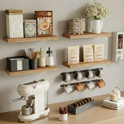 Quatre etagere bois cuisine dans coin café