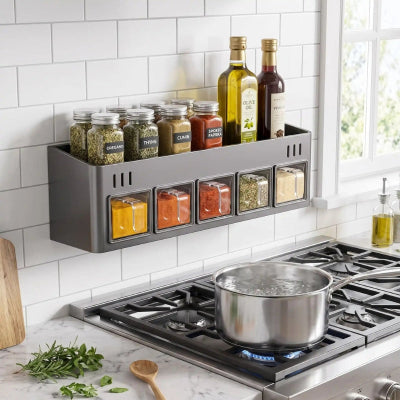 Rangement epices au-dessus de la plaque de cuisson