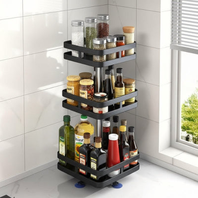 Rangement epices carré à trois plateaux sur un comptoir