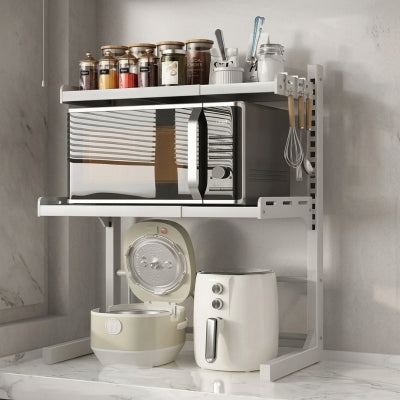 Support micro onde blanc 3 niveaux avec micro ondes