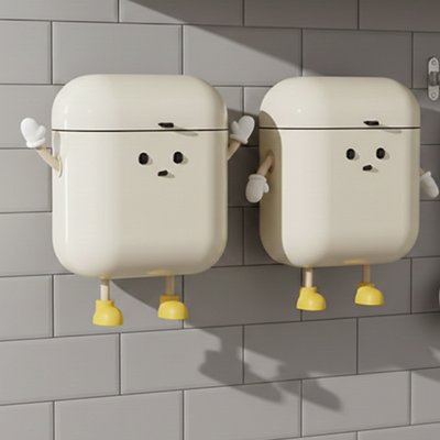 Deux mignonnes Poubelle murale​ accrochées au mur céramique