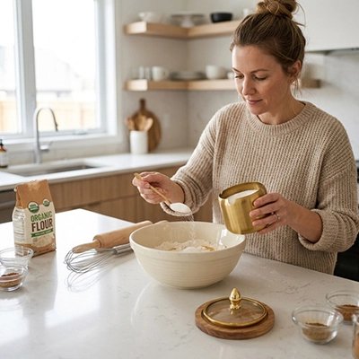 Personne cuisinant avec le Pot a epice dans la main