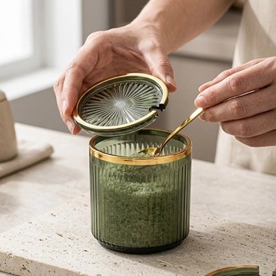 Personne prenant des épices dans le Pot a epice