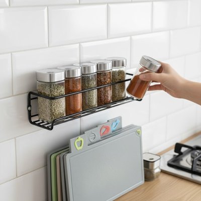 Personne prenant un pot de paprika sur étagère à épices