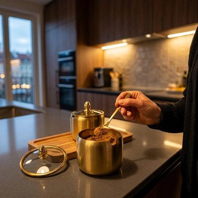 Personne qui prends des épices dans Pot a epice