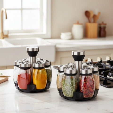 pots a epices dans deux carrousels un etage sur comptoir