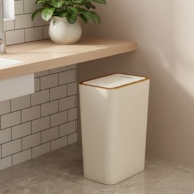 Poubelle cuisine beige décor naturel et tons neutres