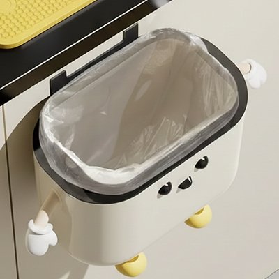 Poubelle murale​ ouverte montrant maintient facile du sac poubelle