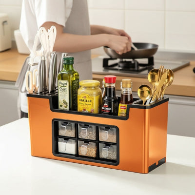 range epice orange sur un comptoir